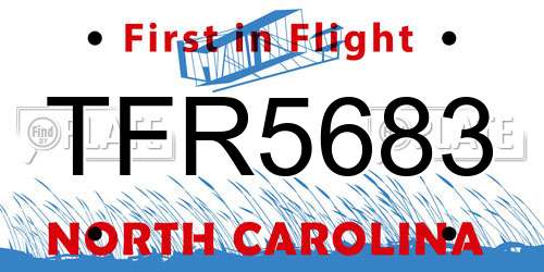 TFR5683 North Carolina License Plate