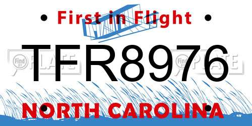 TFR8976 North Carolina License Plate