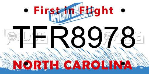TFR8978 North Carolina License Plate