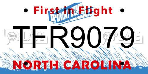 TFR9079 North Carolina License Plate