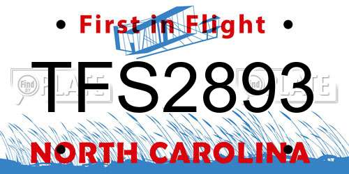 TFS2893 North Carolina License Plate