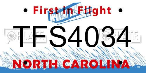 TFS4034 North Carolina License Plate