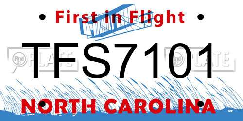 TFS7101 North Carolina License Plate