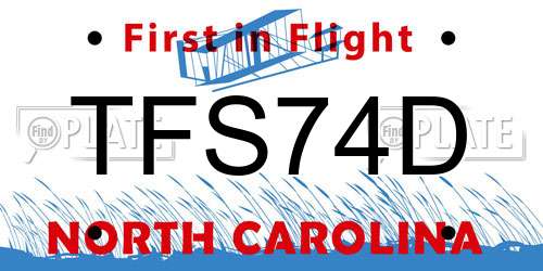 TFS74D North Carolina License Plate