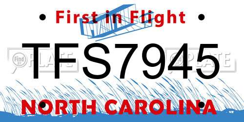 TFS7945 North Carolina License Plate