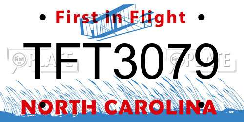 TFT3079 North Carolina License Plate