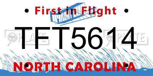 TFT5614 North Carolina License Plate