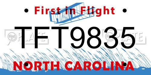 TFT9835 North Carolina License Plate