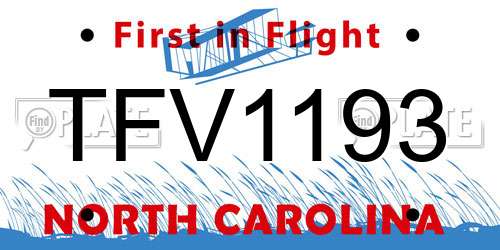 TFV1193 North Carolina License Plate