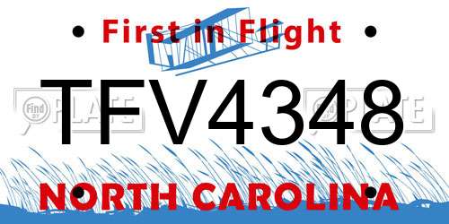 TFV4348 North Carolina License Plate