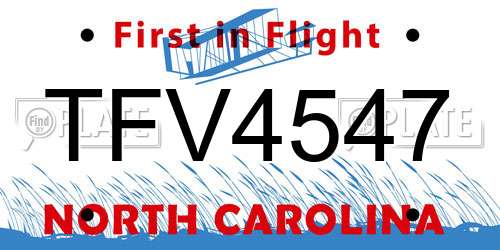 TFV4547 North Carolina License Plate