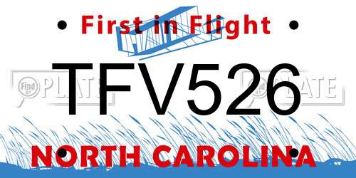 TFV526 North Carolina License Plate
