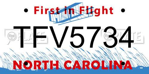 TFV5734 North Carolina License Plate
