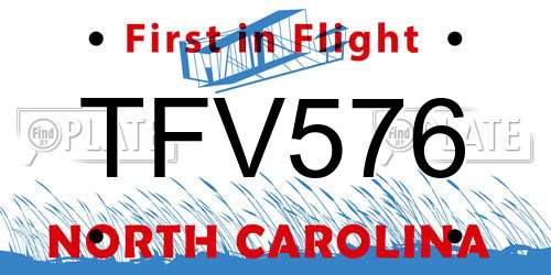 TFV576 North Carolina License Plate