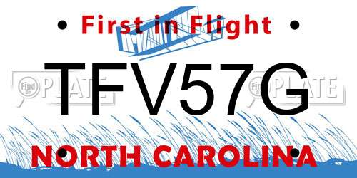TFV57G North Carolina License Plate