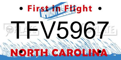TFV5967 North Carolina License Plate