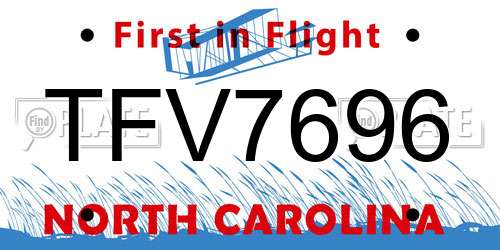 TFV7696 North Carolina License Plate