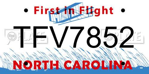 TFV7852 North Carolina License Plate