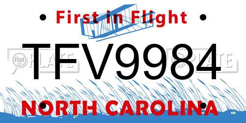 TFV9984 North Carolina License Plate