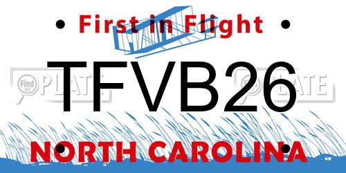 TFVB26 North Carolina License Plate