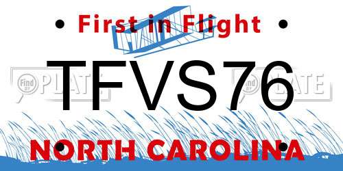 TFVS76 North Carolina License Plate