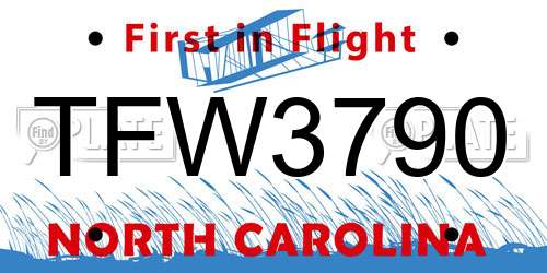 TFW3790 North Carolina License Plate
