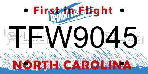 TFW9045 North Carolina License Plate