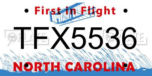 TFX5536 North Carolina License Plate