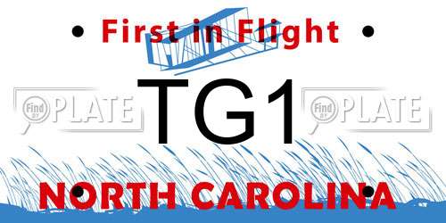 TG1 North Carolina License Plate
