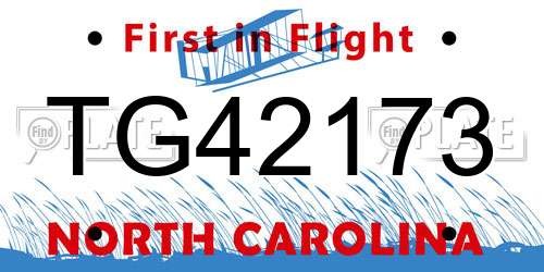 TG42173 North Carolina License Plate