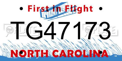 TG47173 North Carolina License Plate
