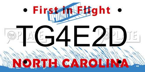 TG4E2D North Carolina License Plate
