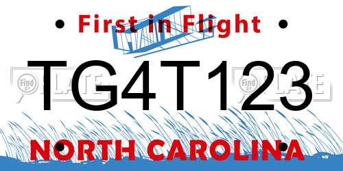 TG4T123 North Carolina License Plate