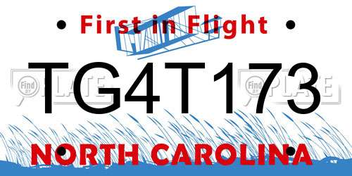 TG4T173 North Carolina License Plate