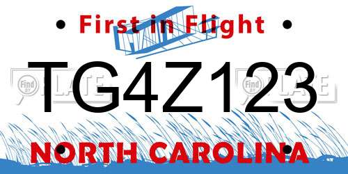 TG4Z123 North Carolina License Plate