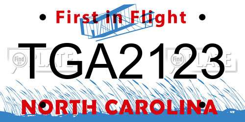 TGA2123 North Carolina License Plate