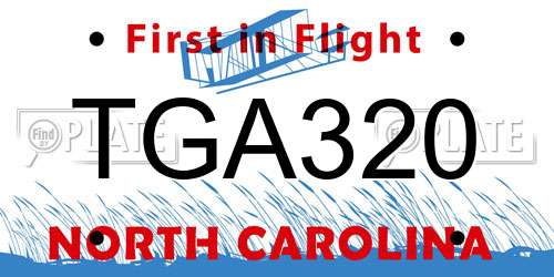 TGA320 North Carolina License Plate