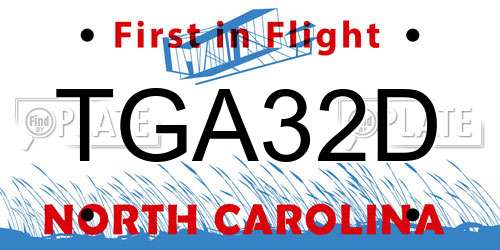 TGA32D North Carolina License Plate