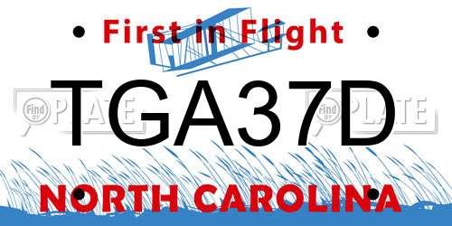 TGA37D North Carolina License Plate