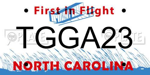 TGGA23 North Carolina License Plate