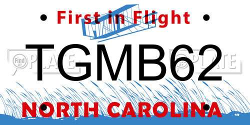 TGMB62 North Carolina License Plate