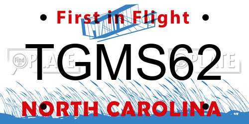TGMS62 North Carolina License Plate