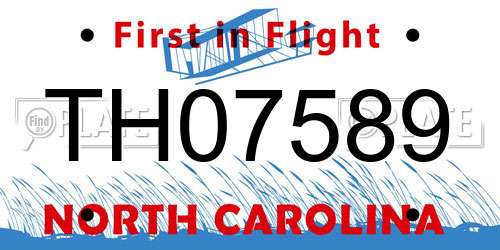 TH07589 North Carolina License Plate