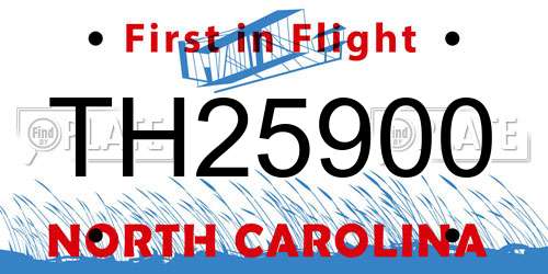 TH25900 North Carolina License Plate