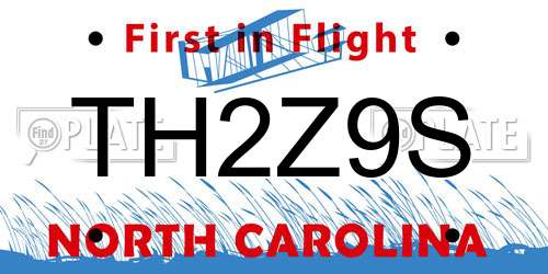 TH2Z9S North Carolina License Plate