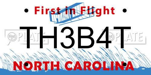 TH3B4T North Carolina License Plate