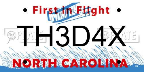 TH3D4X North Carolina License Plate