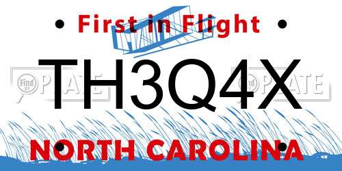 TH3Q4X North Carolina License Plate