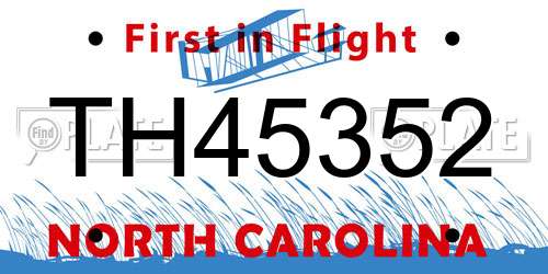 TH45352 North Carolina License Plate