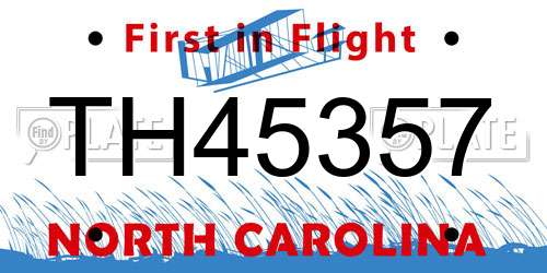 TH45357 North Carolina License Plate